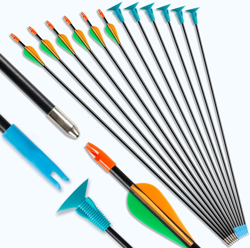SERfawnCH 15lbs Recurve Bow and Arrow Set for Beginners, Left & Right Handed Youth Archery Kit, Blue/Green - Image 4